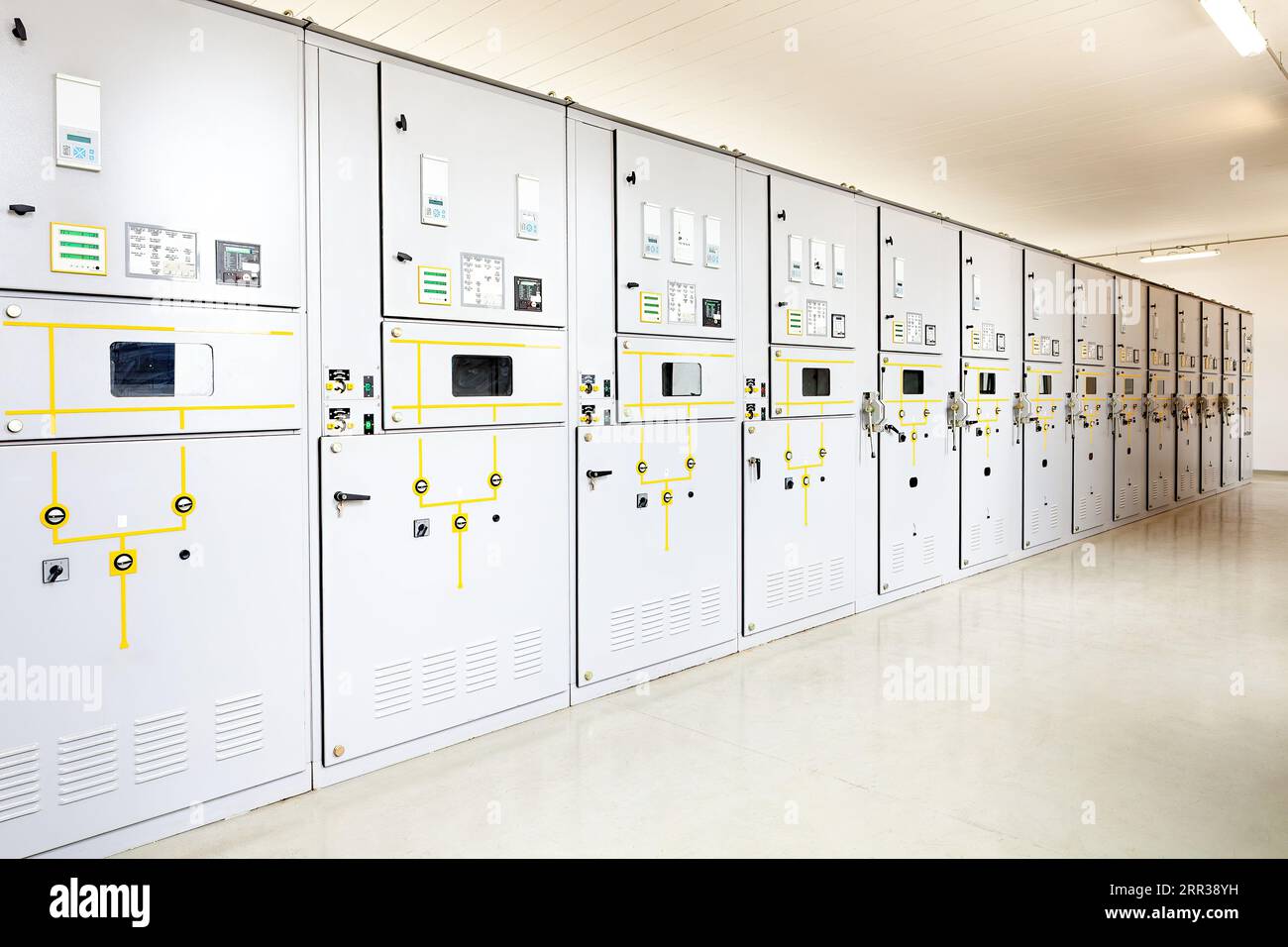 Perspective of an electrical switchgear room Stock Photo Alamy