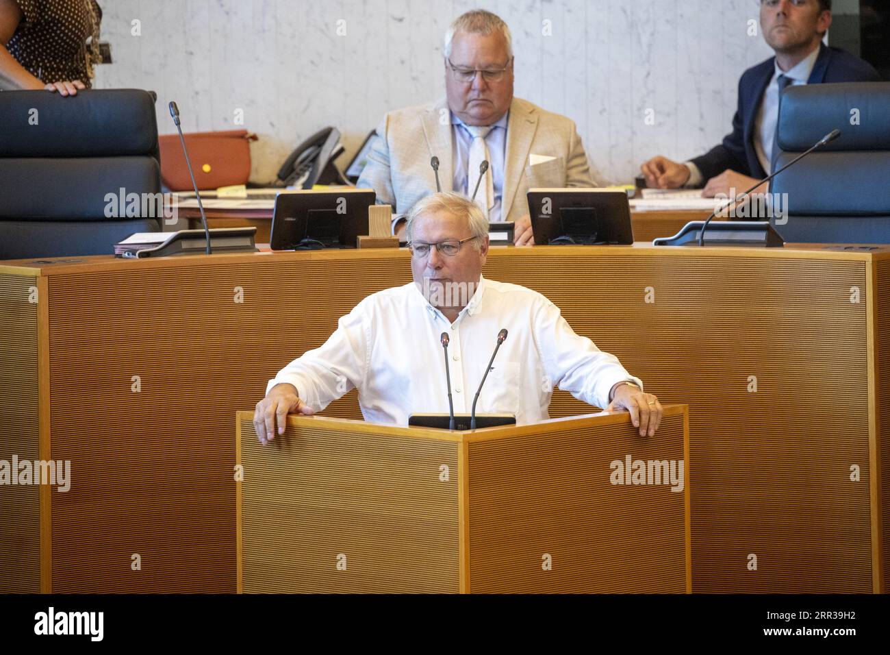 Namur, Belgium. 06th Sep, 2023. Les Engages' Andre Antoine pictured during a plenary session of the Walloon Parliament in Namur, Wednesday 06 September 2023. BELGA PHOTO NICOLAS MAETERLINCK Credit: Belga News Agency/Alamy Live News Stock Photo
