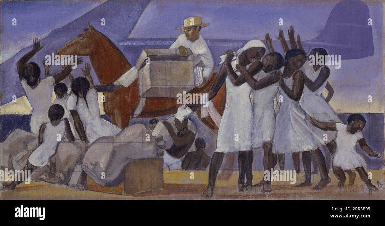 Mail Service in the Tropics (mural study, U.S. Post Office Department, Washington, D.C.) between circa 1935 and circa 1936 by Rockwell Kent Stock Photo