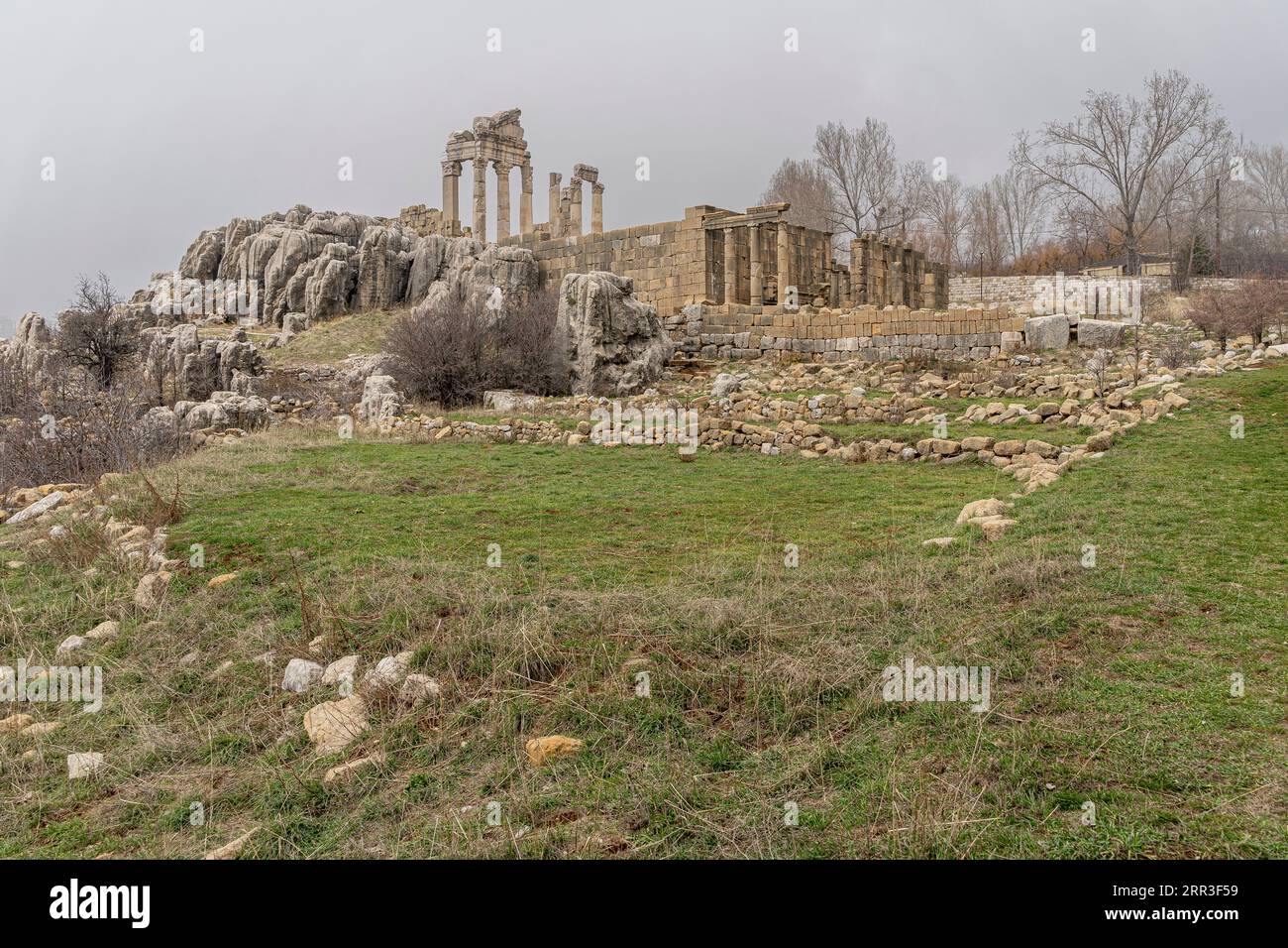 Antique roman temple, archeological site of Qalaat Faqra, Lebanon Stock