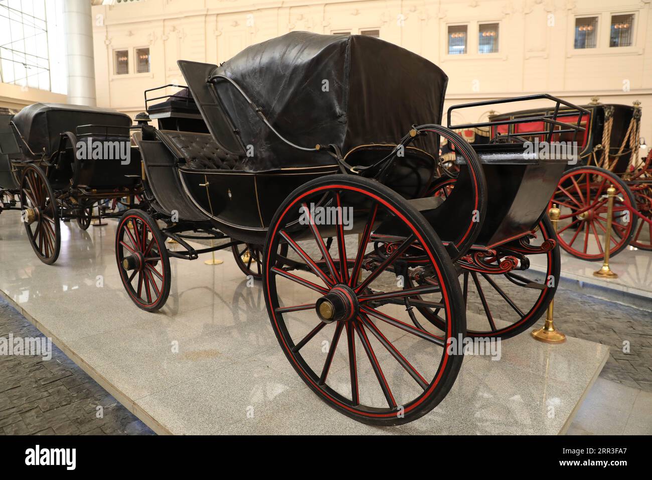 201102 -- CAIRO, Nov. 2, 2020 -- Carriages are displayed in the Royal Carriages Museum in Cairo, Egypt, on Nov. 1, 2020. The Royal Carriages Museum in Cairo reopened to visitors on Oct. 31, 2020 after closure of nearly two decades. The museum houses royal carriages and horse guards accessories of Mohamed Ali dynasty, many of which were exquisite foreign presents to the royal family. The museum closed for restoration in 2001 but soon the project was halted. The restoration project was re-launched by the Egyptian government in 2017.  EGYPT-CAIRO-ROYAL CARRIAGES MUSEUM-REOPEN AhmedxGomaa PUBLICAT Stock Photo