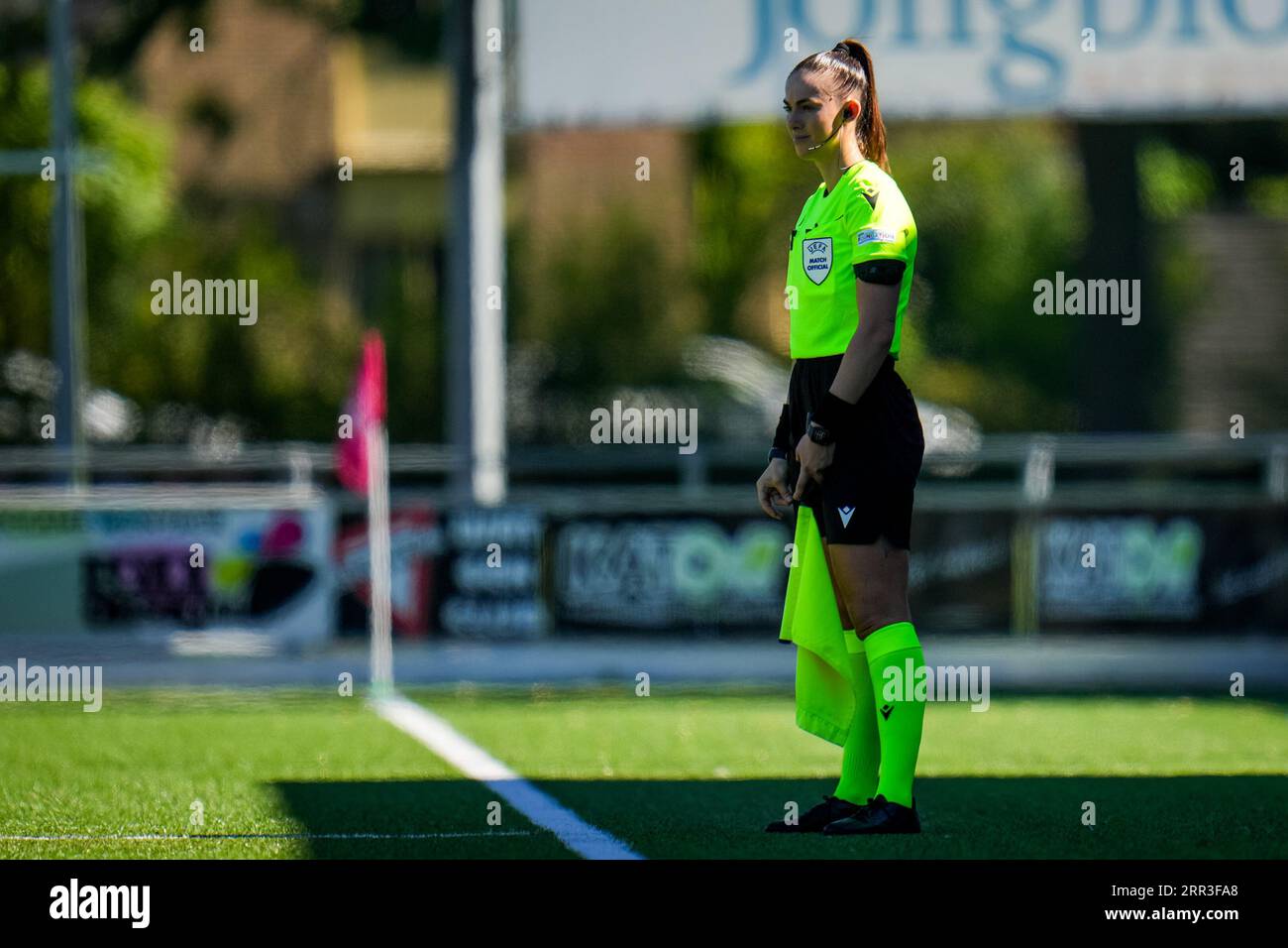 Enschede, Netherlands. 06th Sep, 2023. ENSCHEDE, NETHERLANDS - SEPTEMBER 6: Assistant Referee Nicoleta Bria during the UEFA Women's Champions League LP Group 1 Semi Final match between Levante UD and Stjarnan at the Sportpark Schreurserve on September 6, 2023 in Enschede, Netherlands (Photo by Rene Nijhuis/BSR Agency) Credit: BSR Agency/Alamy Live News Stock Photo