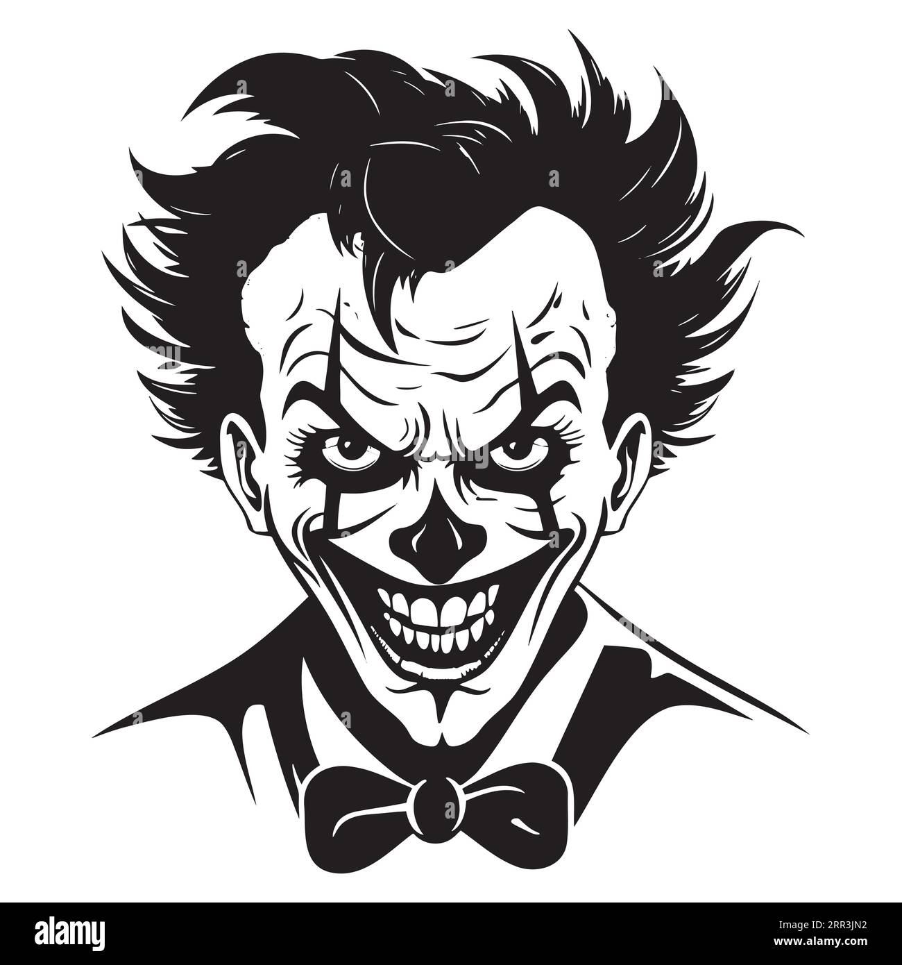 Icon Evil clown. Black and white. Vector illustration Stock Vector