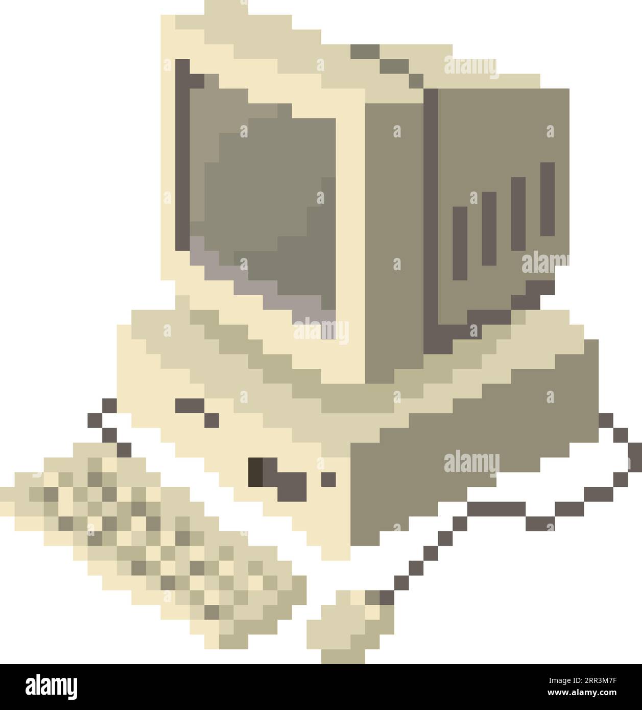 Pixel art retro personal computer. Vintage cpu with analog monitor, keyboard and mouse Stock Vector
