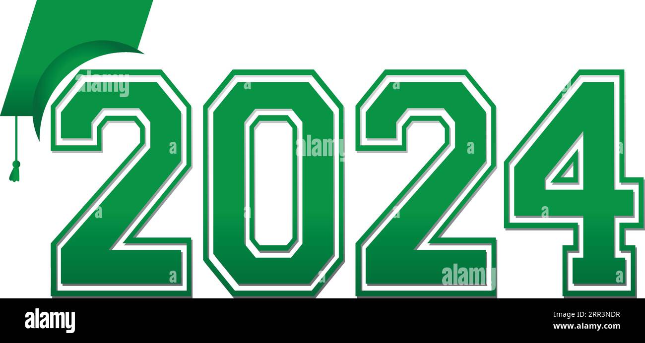 Class of 2024 Green Logo with Graduation Cap Stock Vector Image & Art