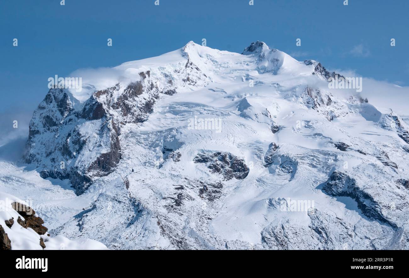 View of the Monte Rosa mountain from the Gornergrat Ridge, Zermatt ...