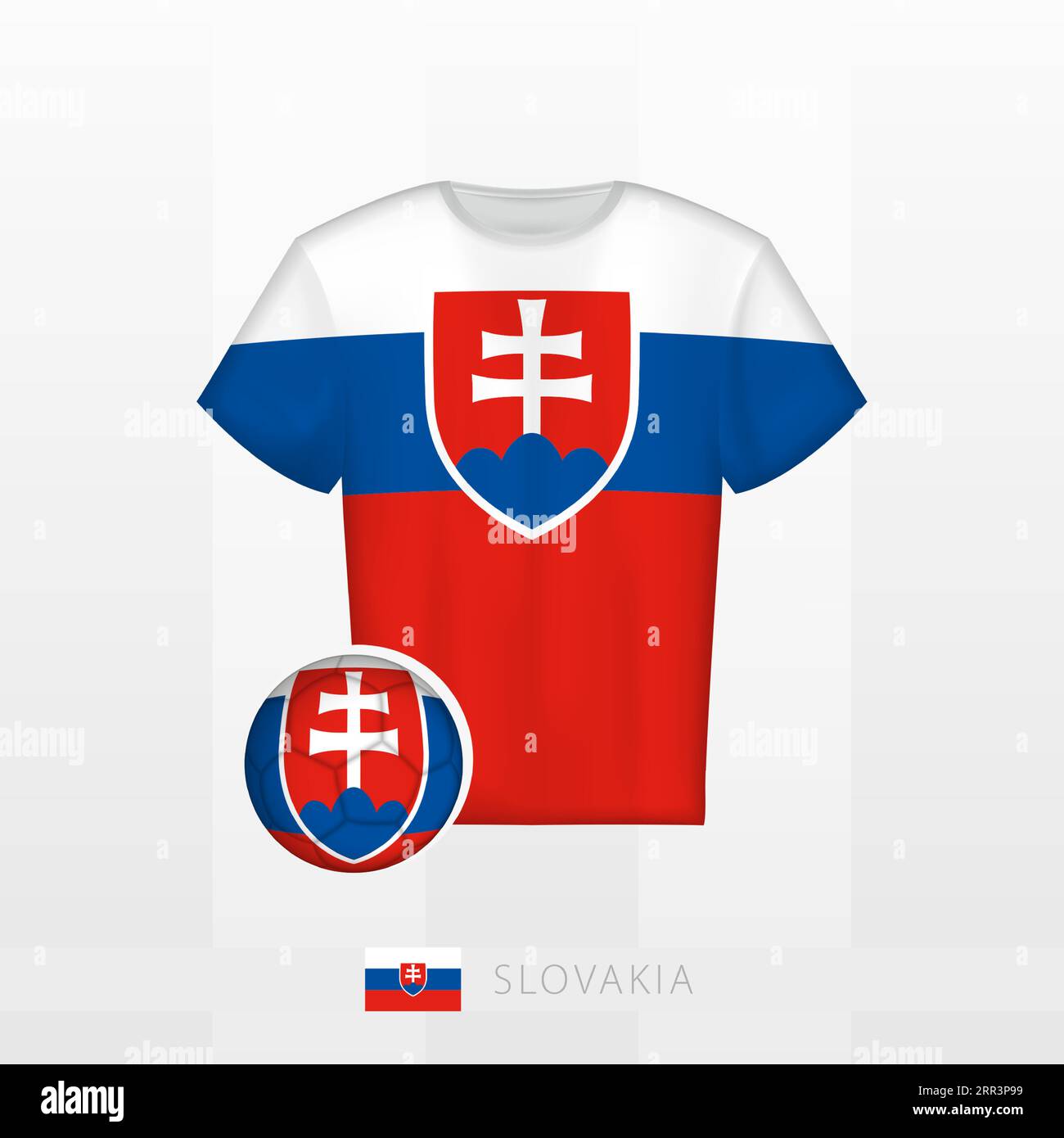 Football uniform of national team of Slovakia with football ball with