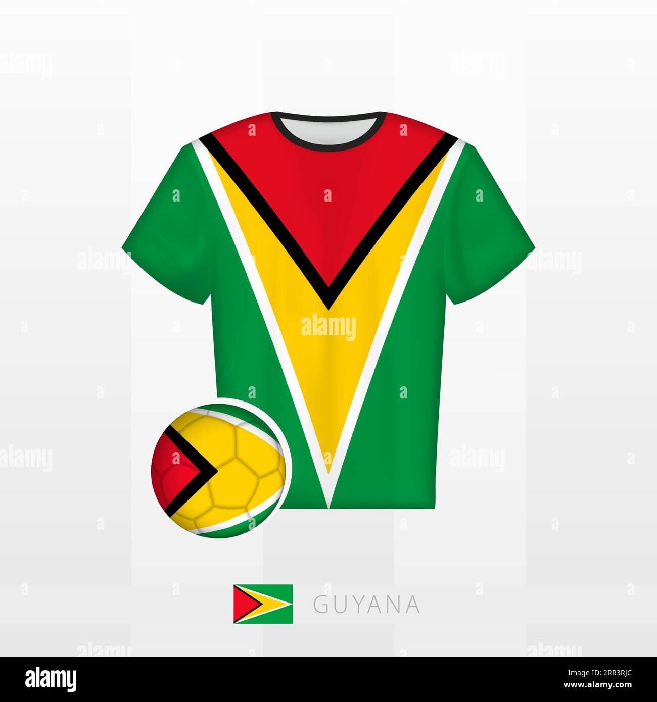 Football uniform of national team of Guyana with football ball with