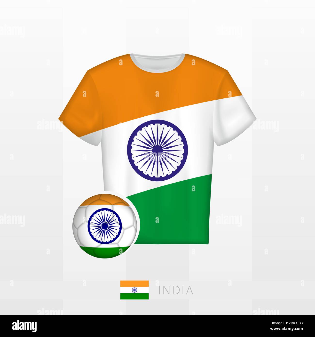 Football uniform of national team of India with football ball with flag