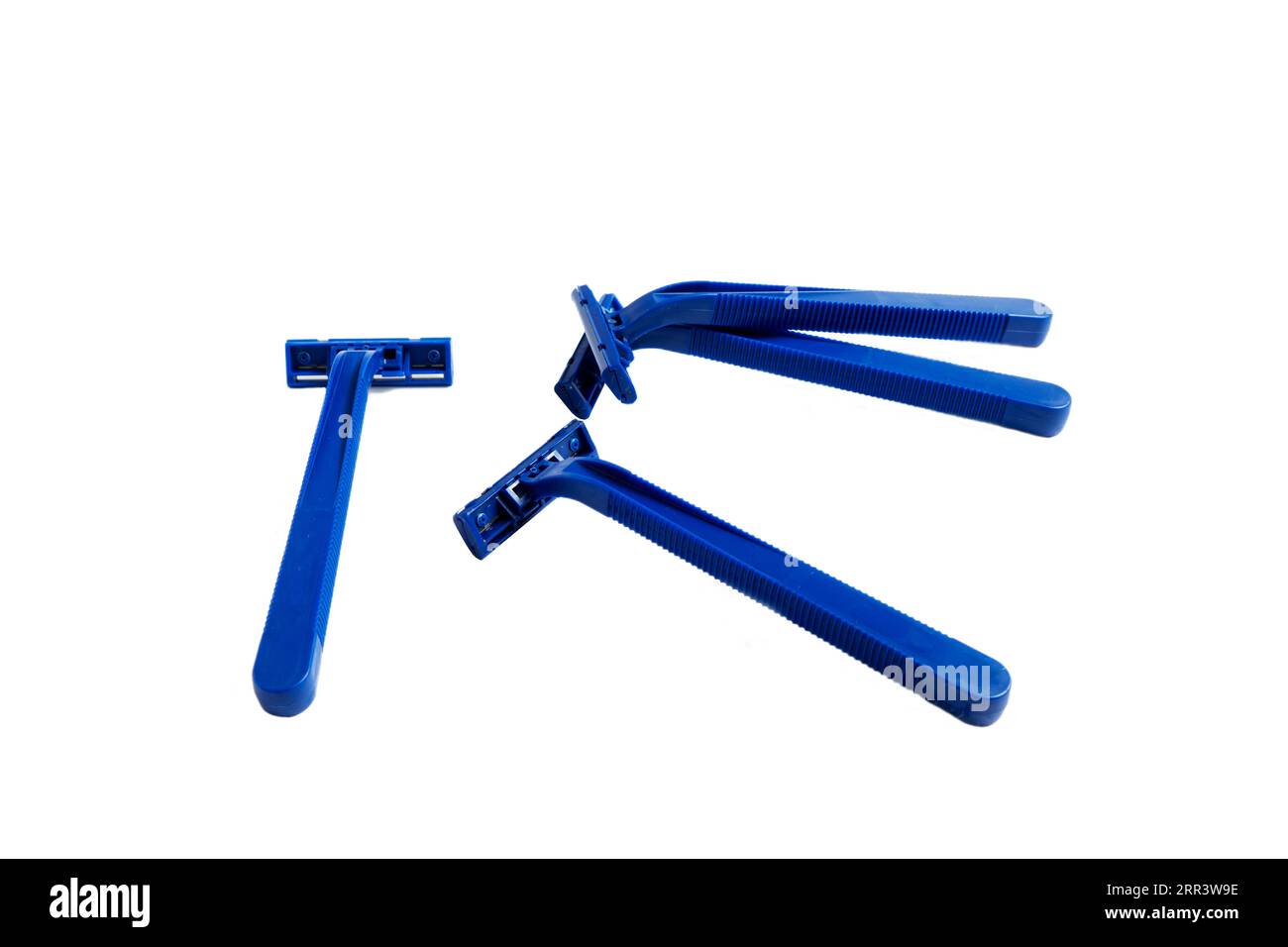 Nonpermanent blue plastic shaving machine isolated on white background