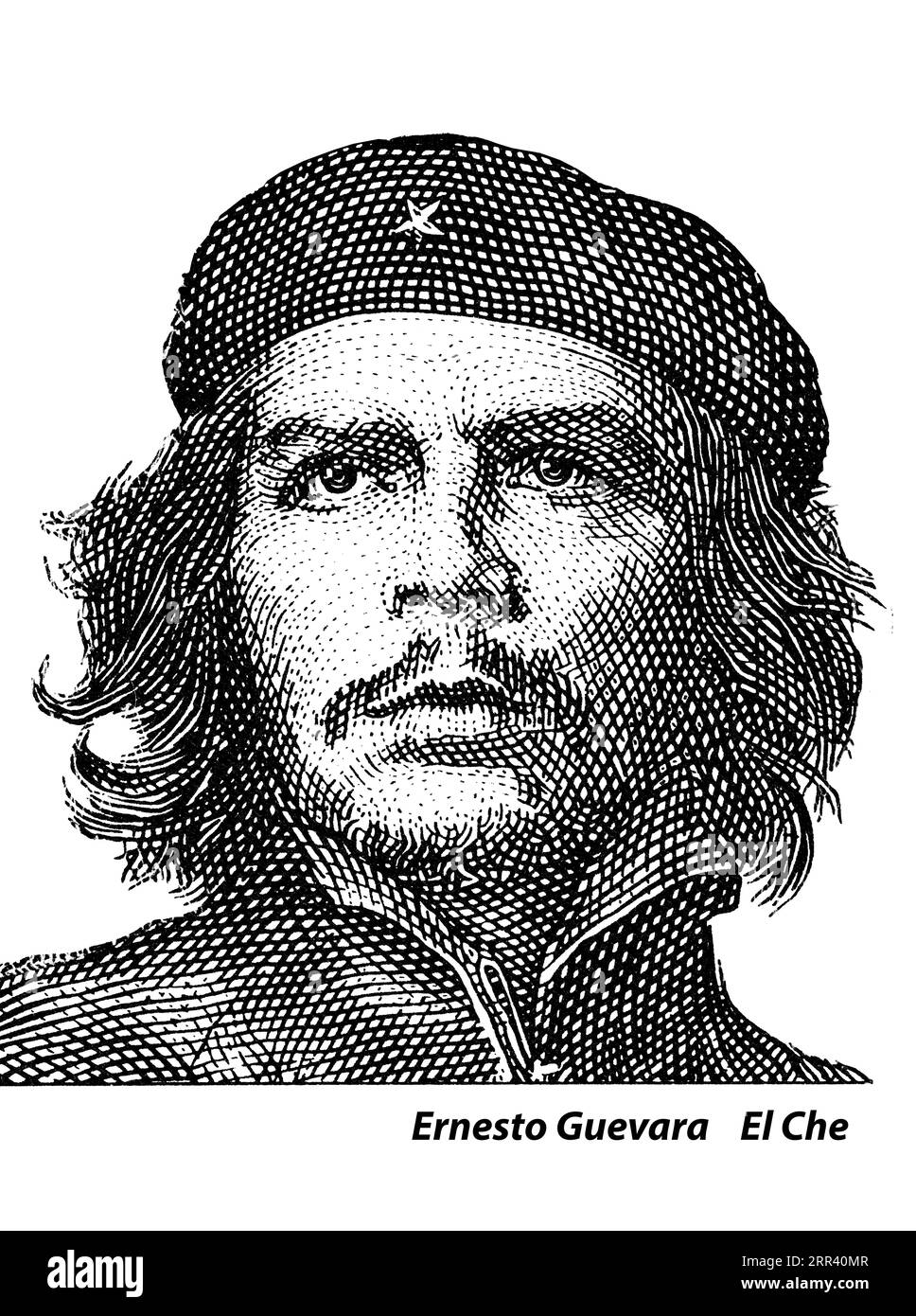 Portrait of Ernesto Che Guevara historical leader of Cuba on three peso