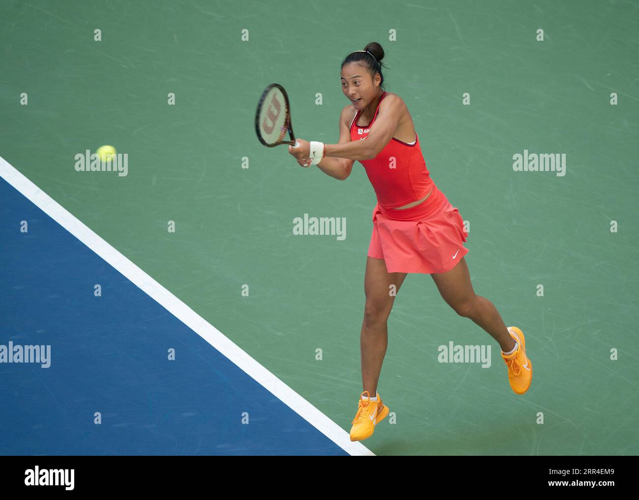 Sept. 6, 2023, New York, NY: Qiwen Zheng (CHN) during her match against