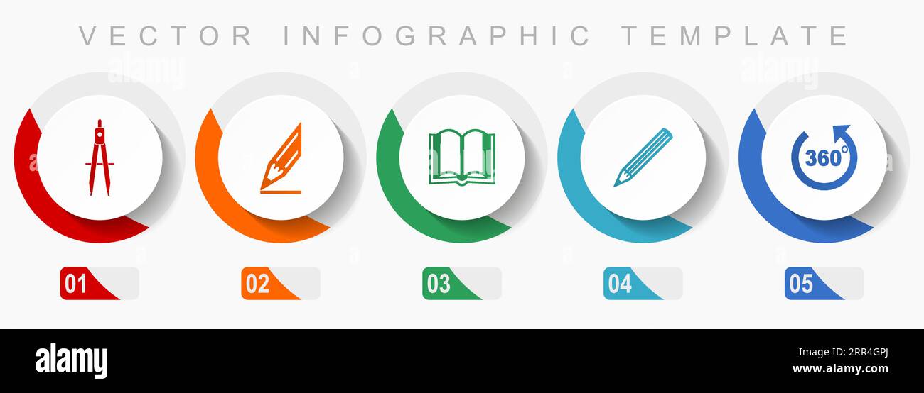 Education icon set, miscellaneous icons such as calippers, pencil, book ...