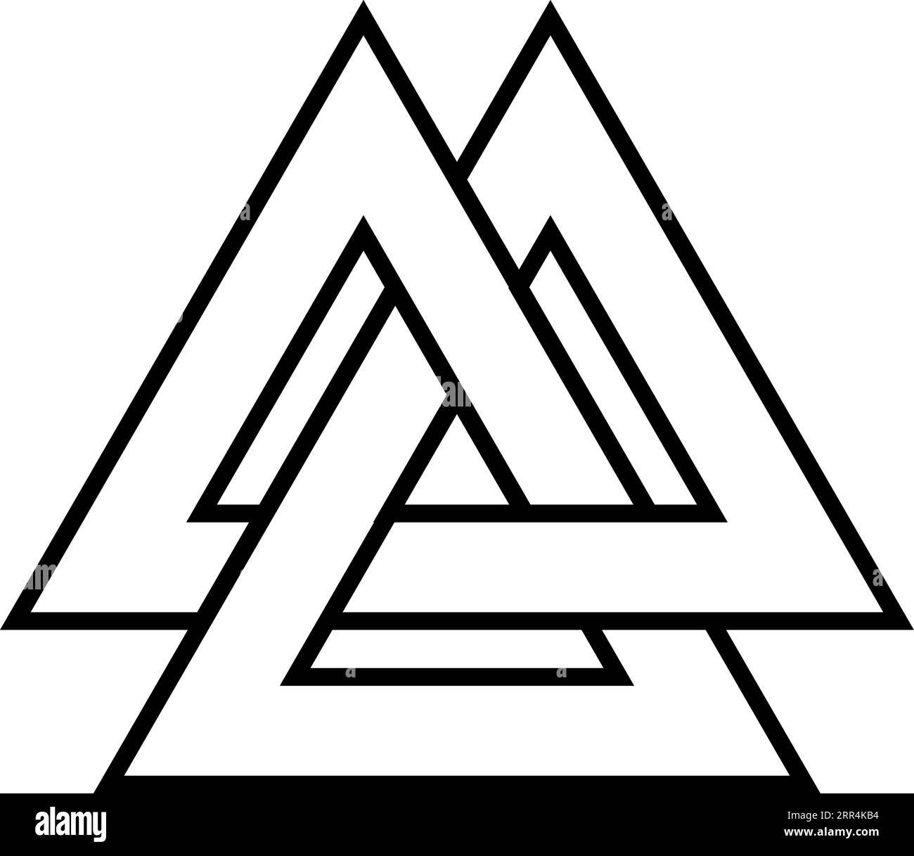 Valknut symbol, triangle logo, Viking age symbol, Celtic knot tattoo Stock Vector