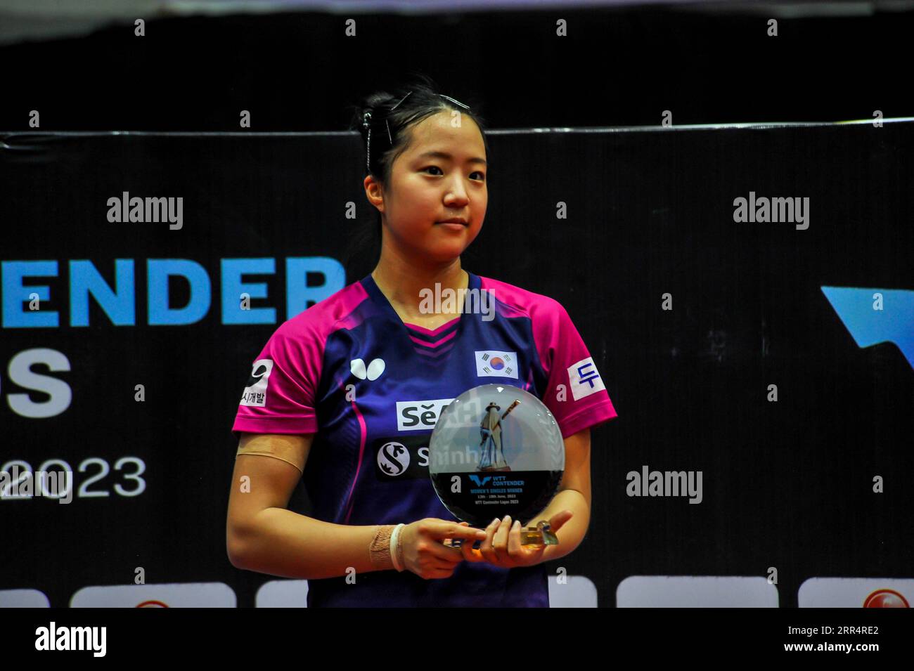 LAGOS, NIGERIA JUNE 18 Shin Yubin of Korea (Winner) during the WTT
