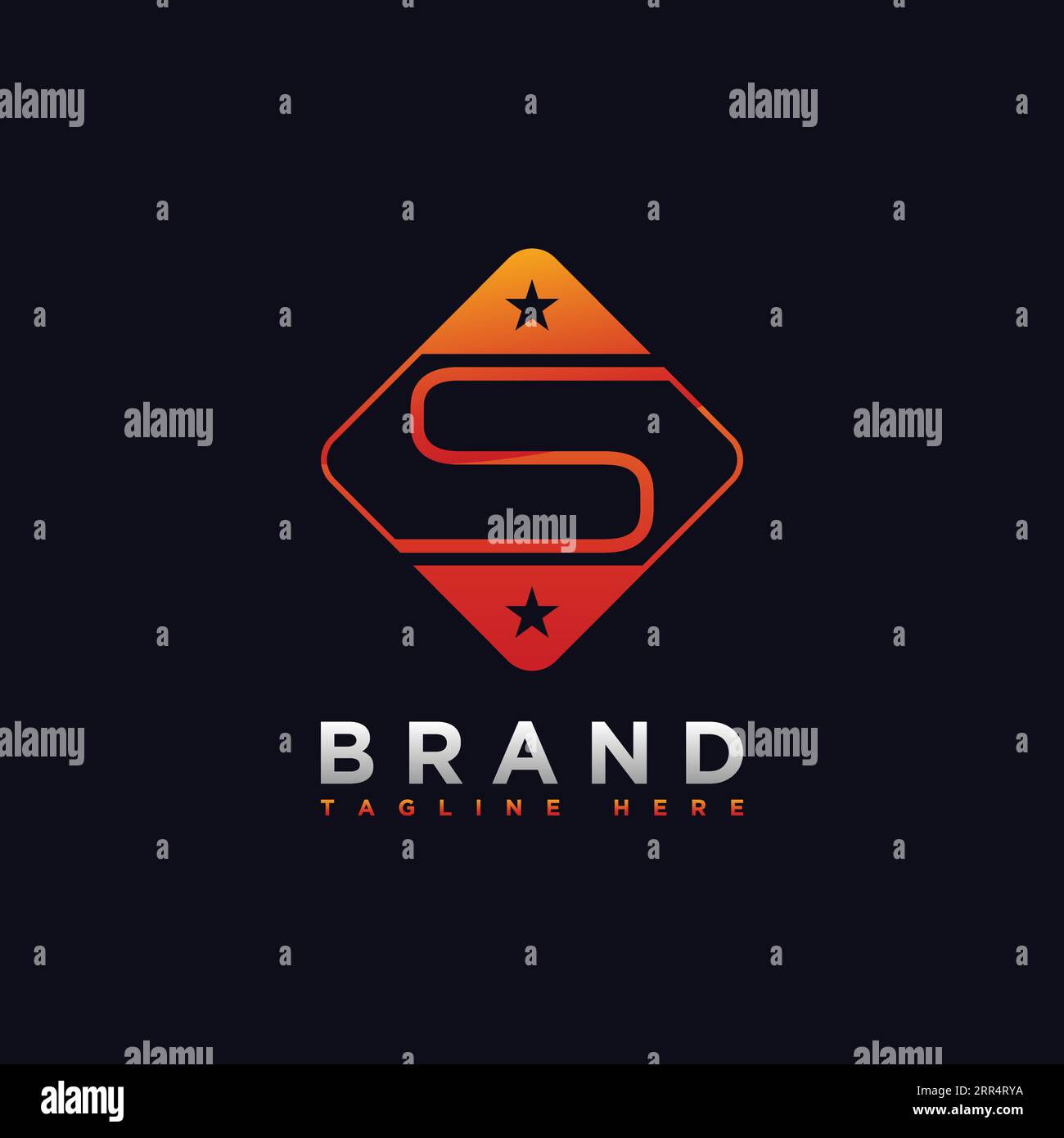 Initial letter S thin simple logo design template with star. Vector ...