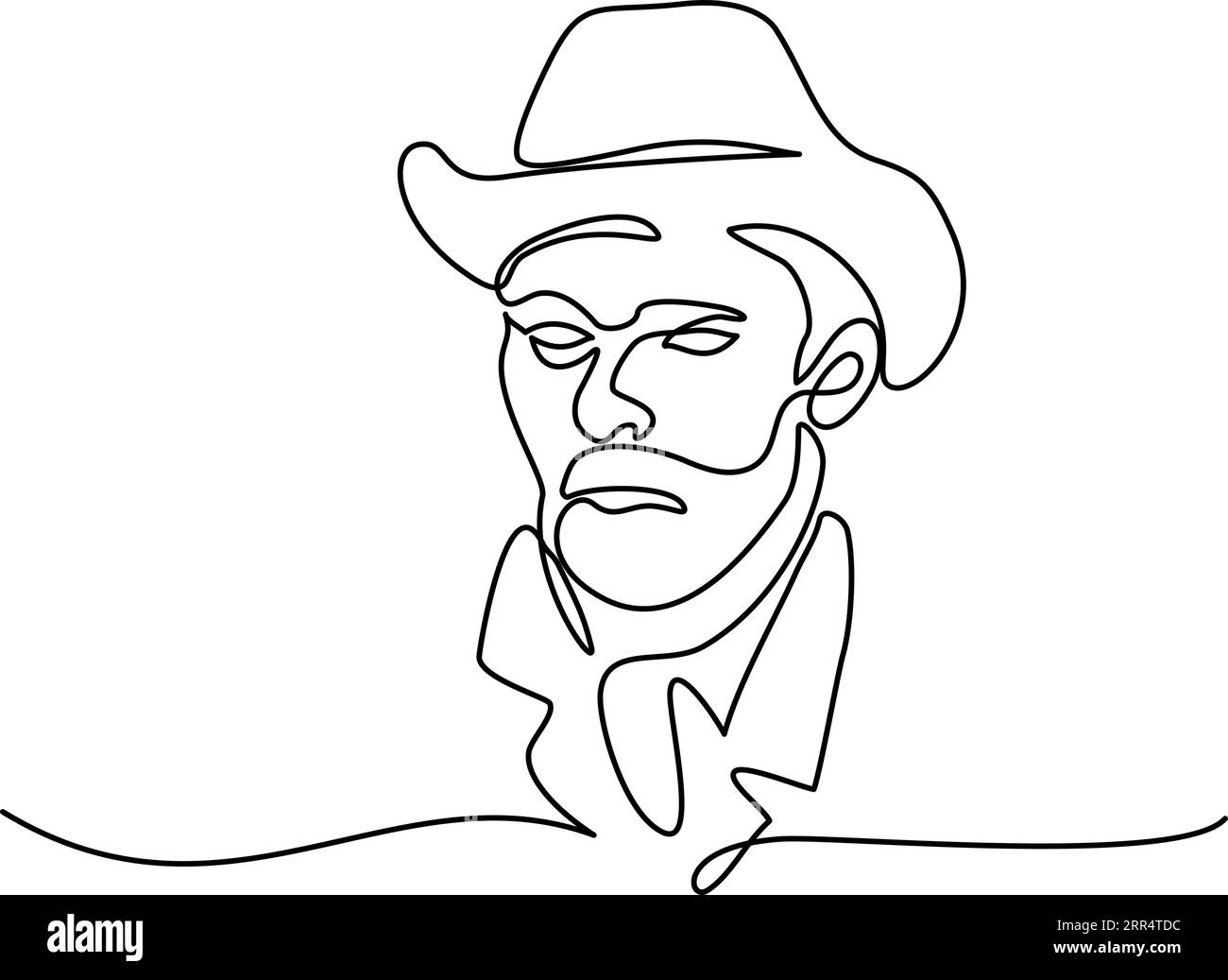 Van Gogh man in hat. Continuous one line art drawing style. Minimalist black linear sketch isolated on white background. Vector illustration Stock Vector