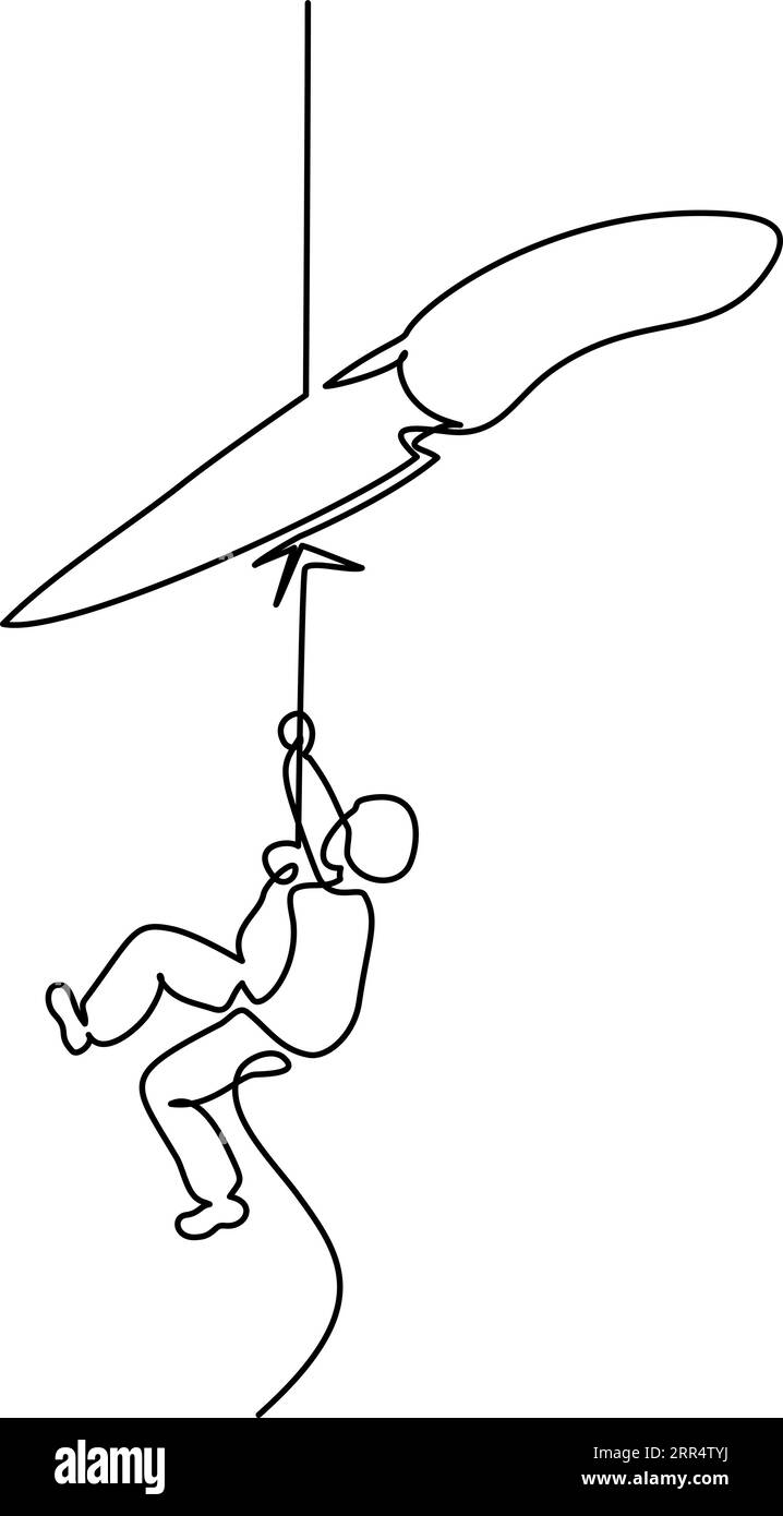 Business concept of businessman climbing on rope meanwhile giant knife  cutting the rope. Continuous one line art drawing style. Vector  illustration Stock Vector Image & Art - Alamy