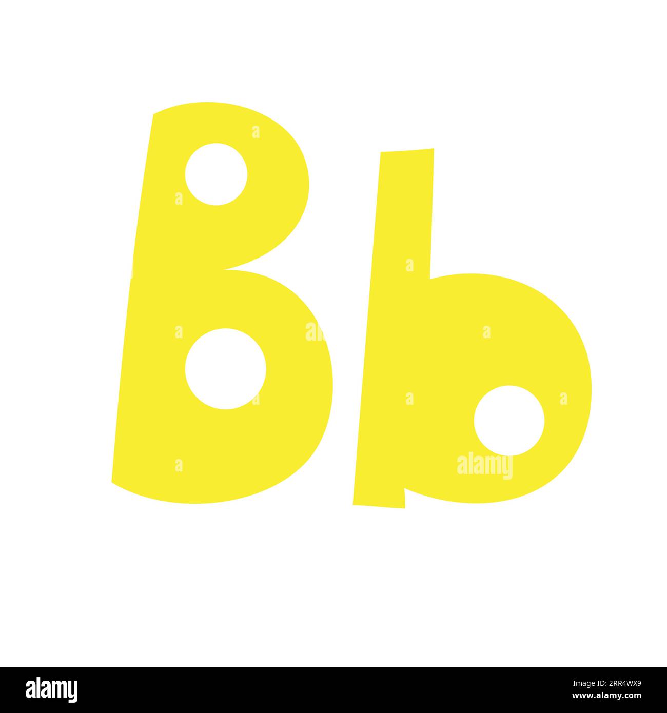 Doodle playful letter B uppercase, lowercase abc colorful cartoon funny