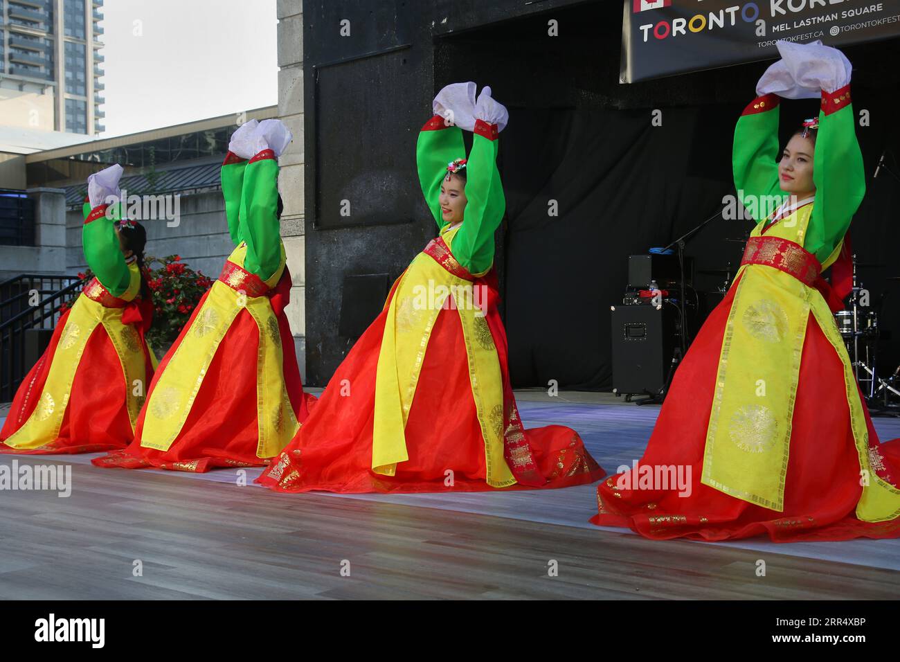 Toronto, Canada. 25th Aug, 2023. Korean girls perform the HyangBal