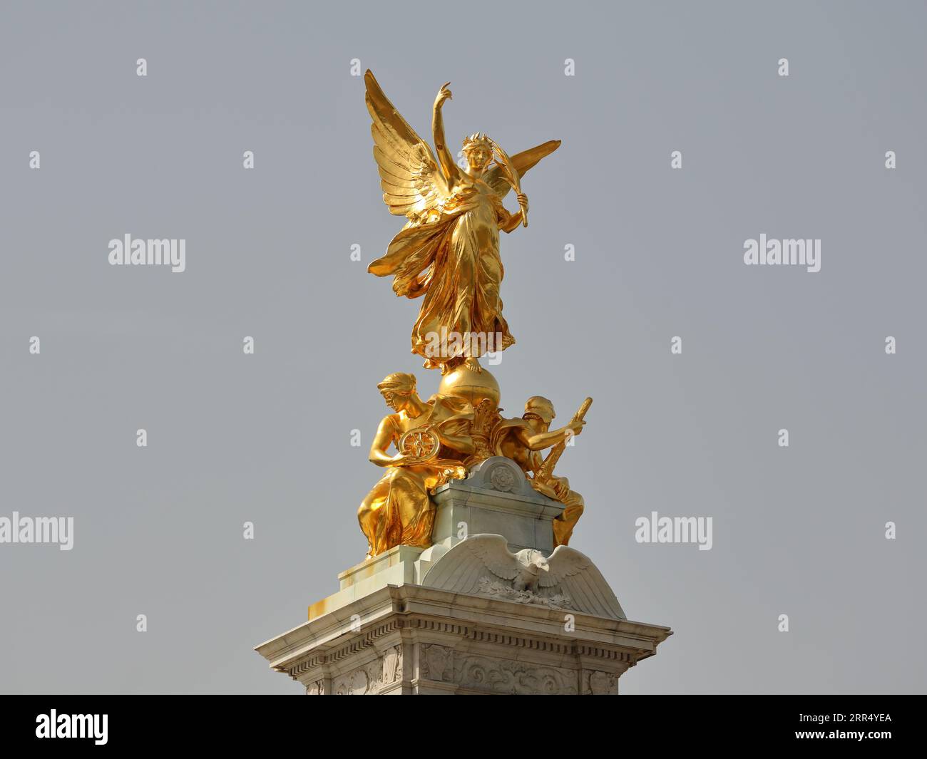 The golden statue on the Queen Victoria Memorial outside Buckingham