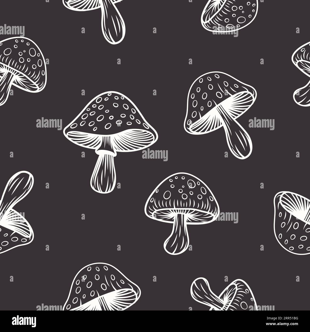 Vector Black and White Seamless Pattern with Hand Drawn Cartoon ...