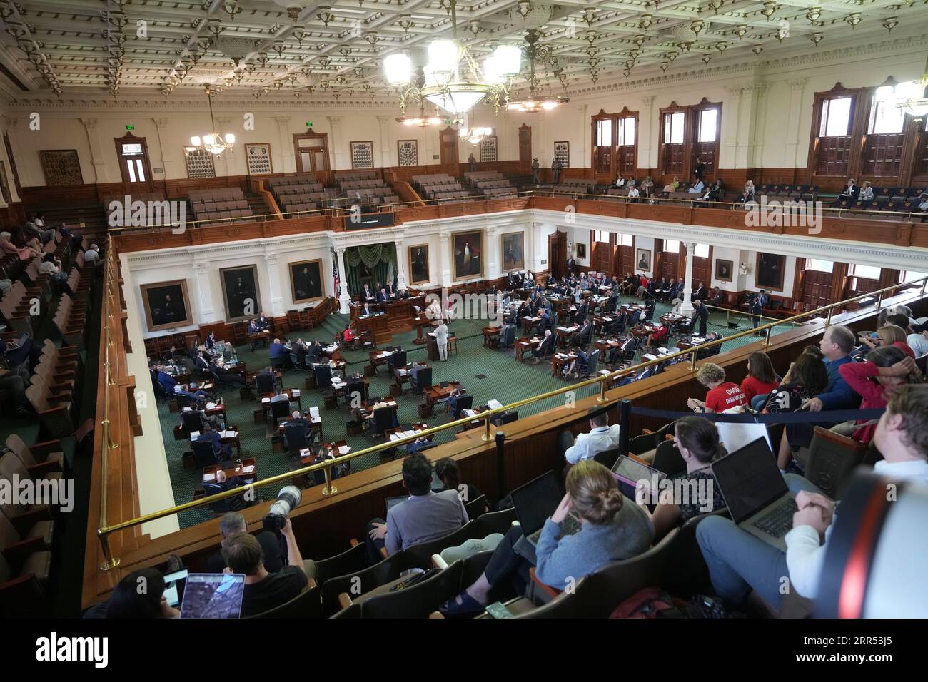 Overall view from the gallery during the afternoon session on Day 1 of the Ken Paxton impeachment trial in the Texas Senate. Stock Photo