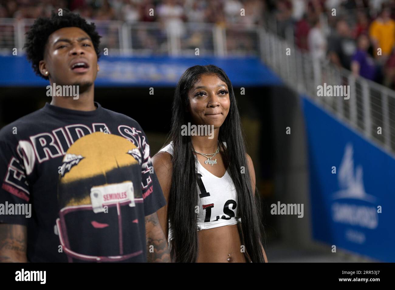 LSU basketball player Angel Reese, right, and Florida State basketball ...