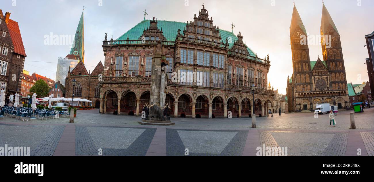 Townhall and cathedral at market Platz Bremen Germany Stock Photo