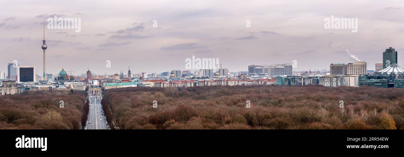 Berlin, Germany. Capital city skyline with Tiergarten park and the TV ...