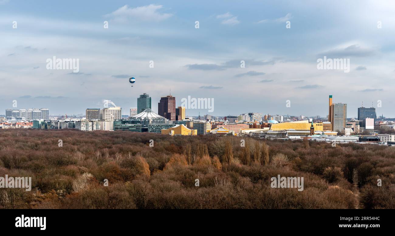Berlin, Germany. Capital city skyline with Tiergarten park and the TV ...