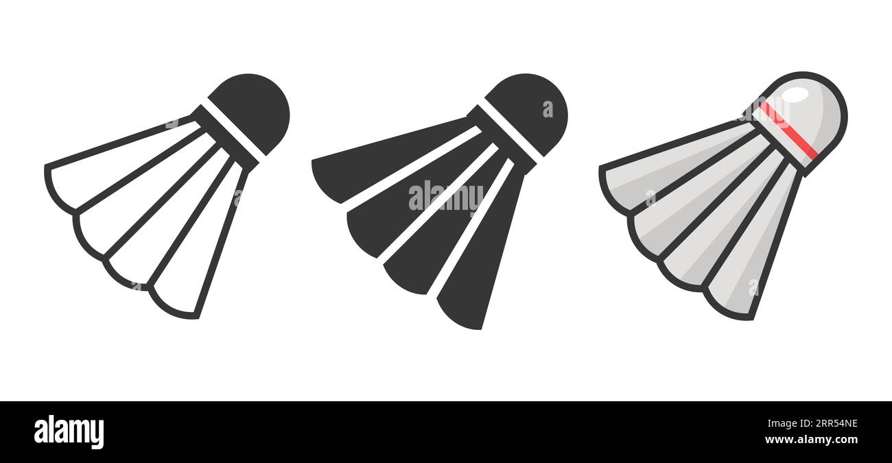 Vector Shuttlecock for Badminton Set Closeup Isolated. Black and White