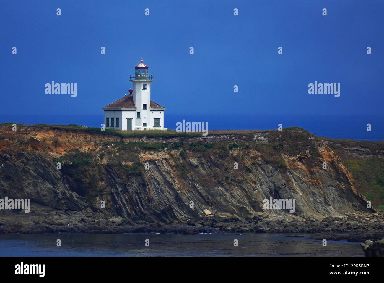 Cape Arago Lighthouse on the Oregon Coast Stock Photo