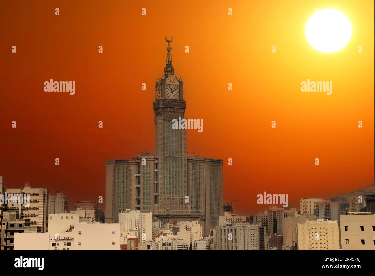 Royal Clock Tower with sunset. Mecca,Saudi Arabia. Stock Photo