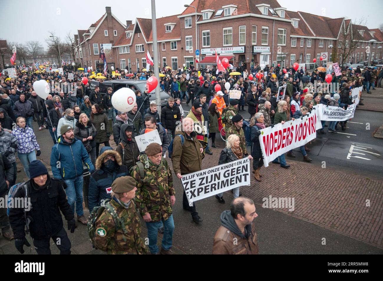 Utrecht,The Netherlands.12042021 .'March for freedom' Protest against covid measures,Qr codes and mandatory vaccination Stock Photo