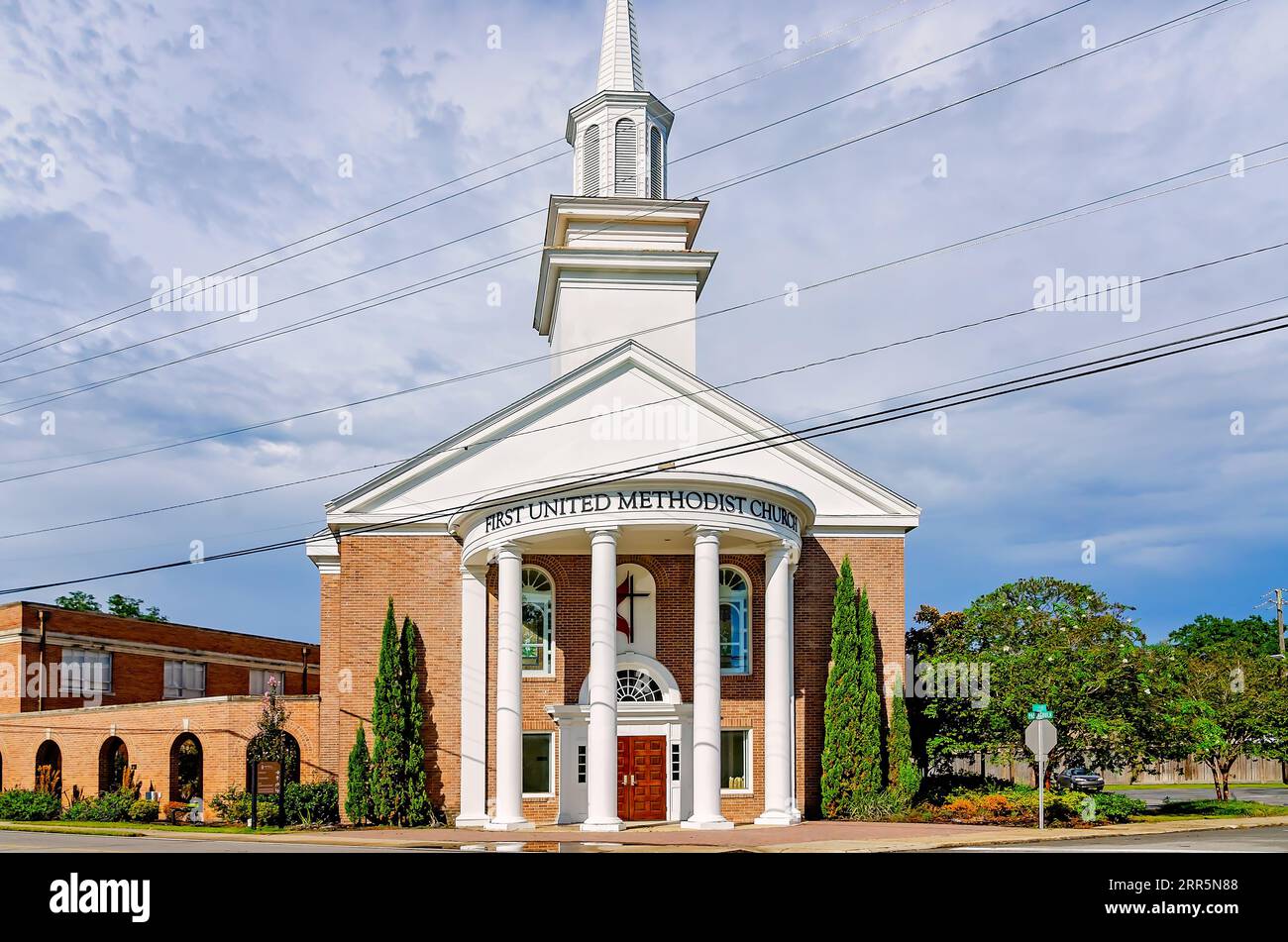 First United Methodist Church is pictured, Sept. 2, 2023, in Pascagoula, Mississippi. The church was filled with water during Hurricane Katrina. Stock Photo