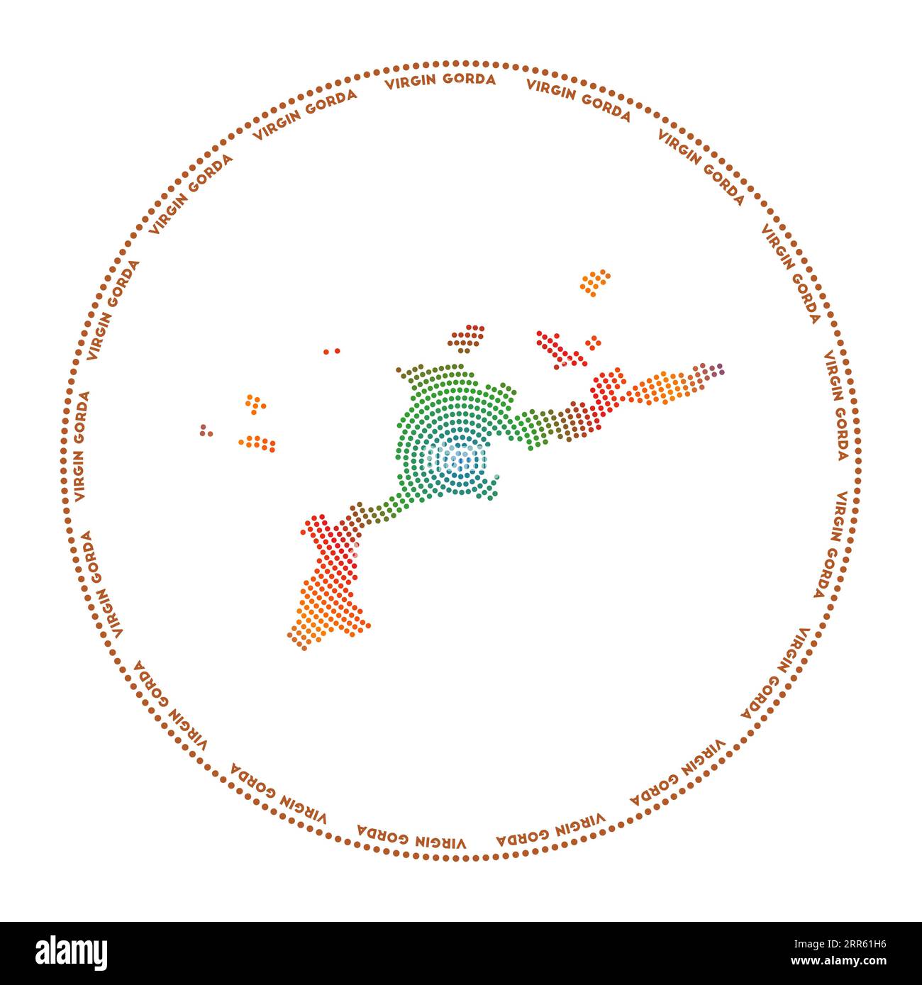 Virgin Gorda round logo. Digital style shape of Virgin Gorda in a ...