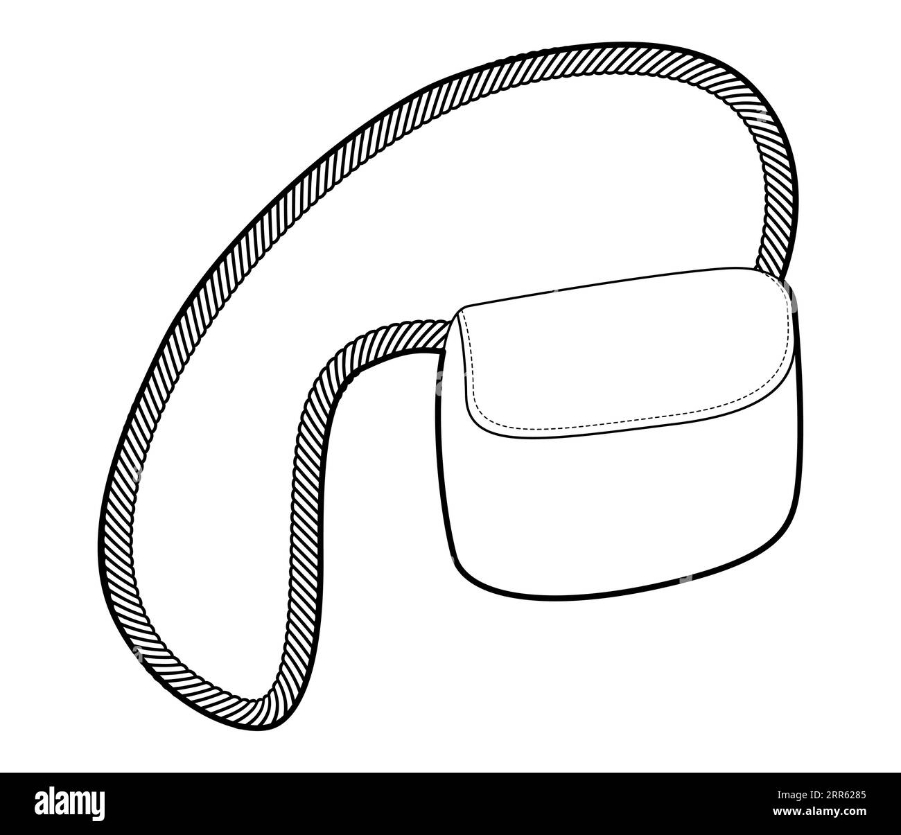 Saddle bag crossbody silhouette with rope handle. Fashion accessory