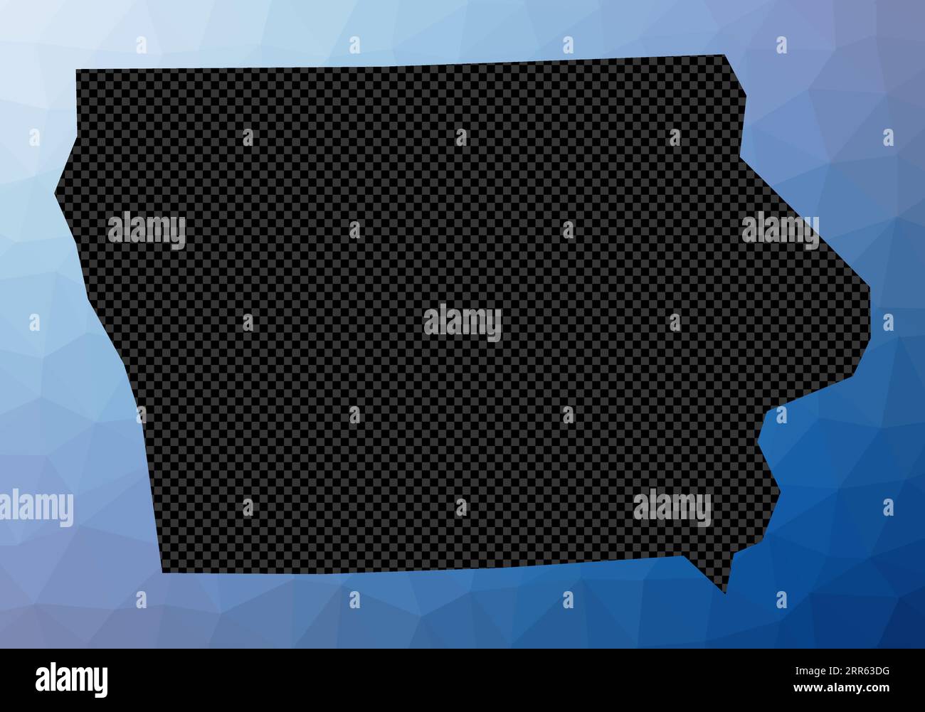 Iowa geometric map. Stencil shape of Iowa in low poly style. Elegant US ...
