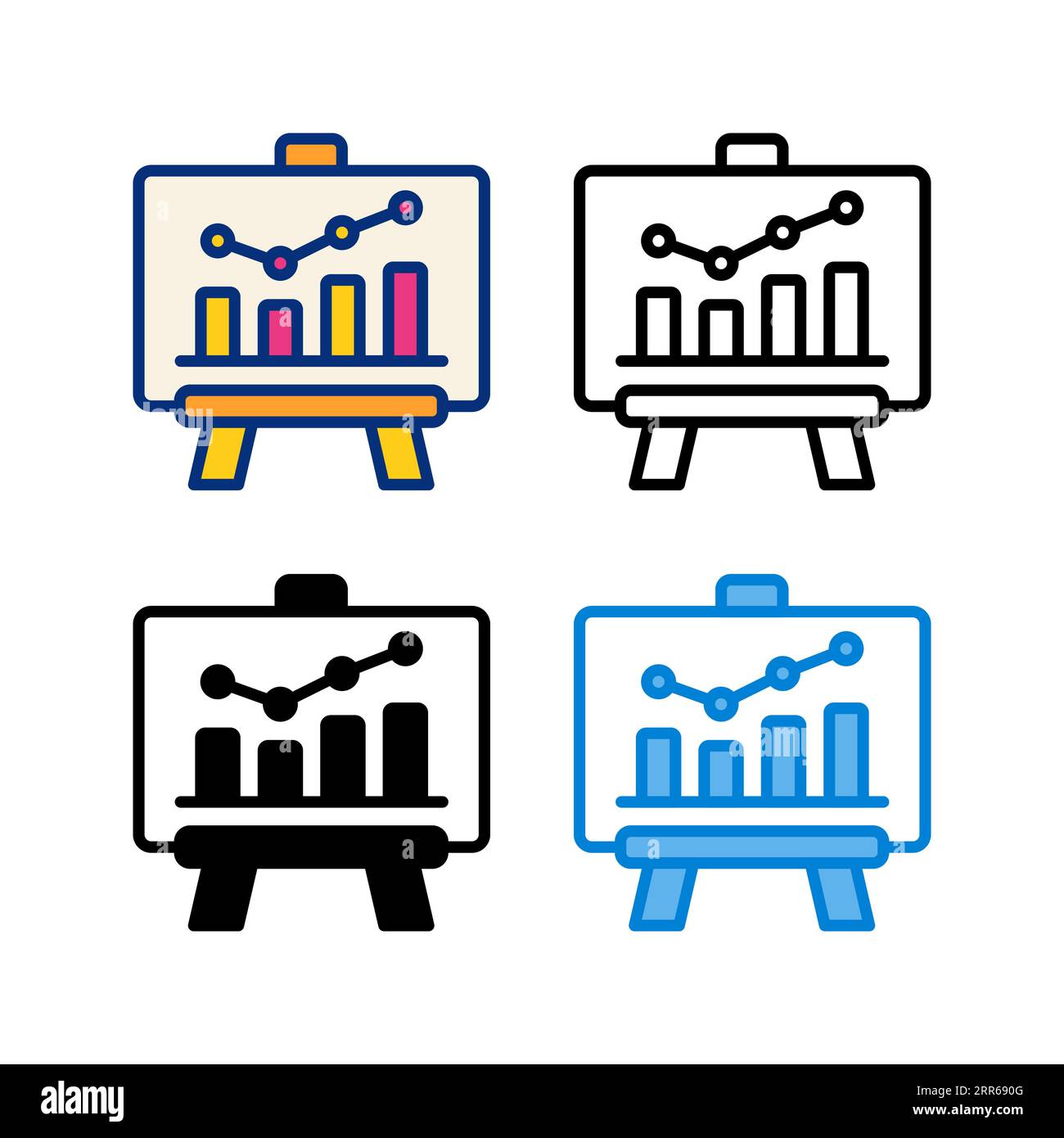 strategy business icon in 4 style flat, line, glyph and duotone Stock Vector