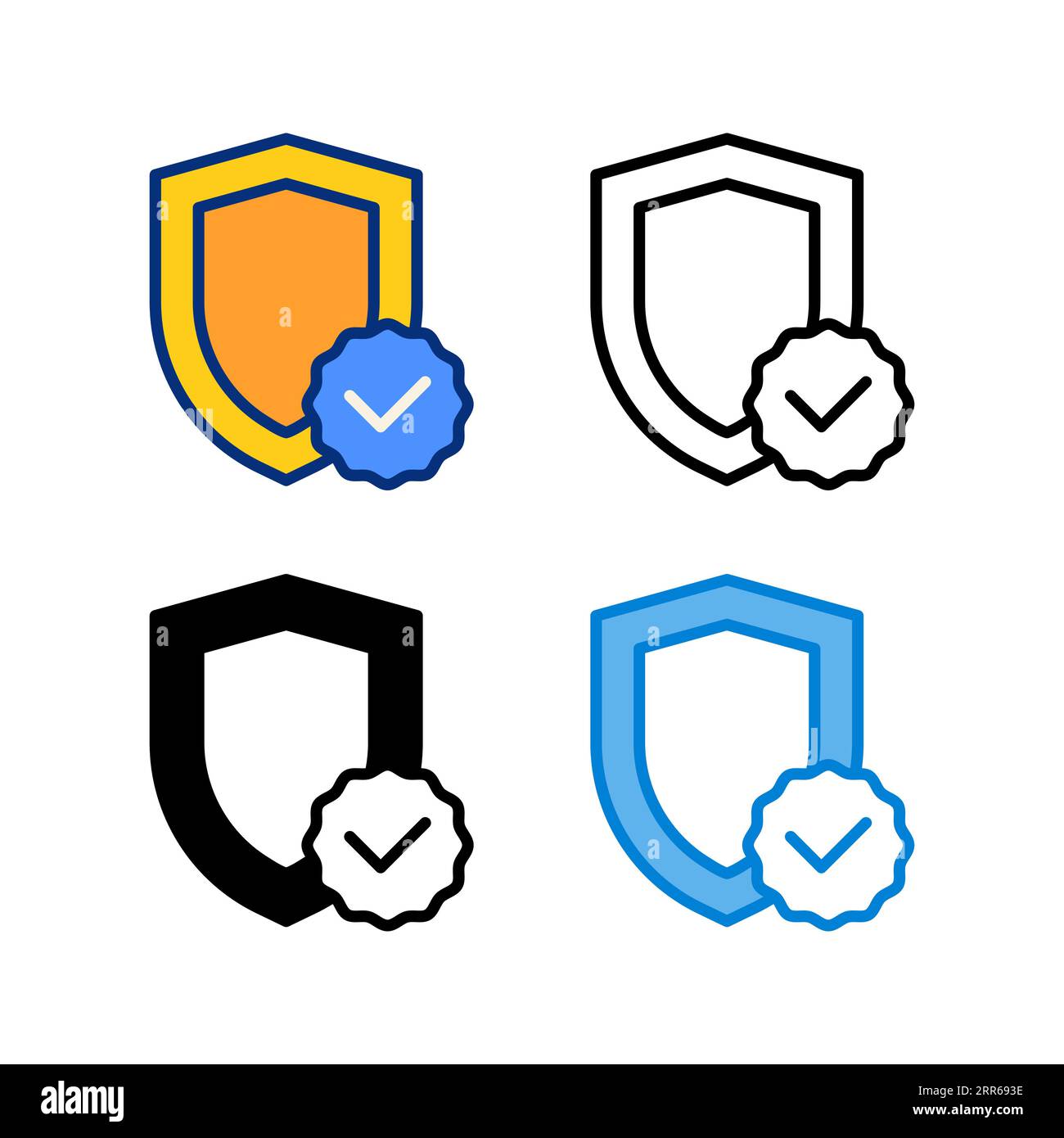 secure icon in 4 style flat, line, glyph and duotone Stock Vector