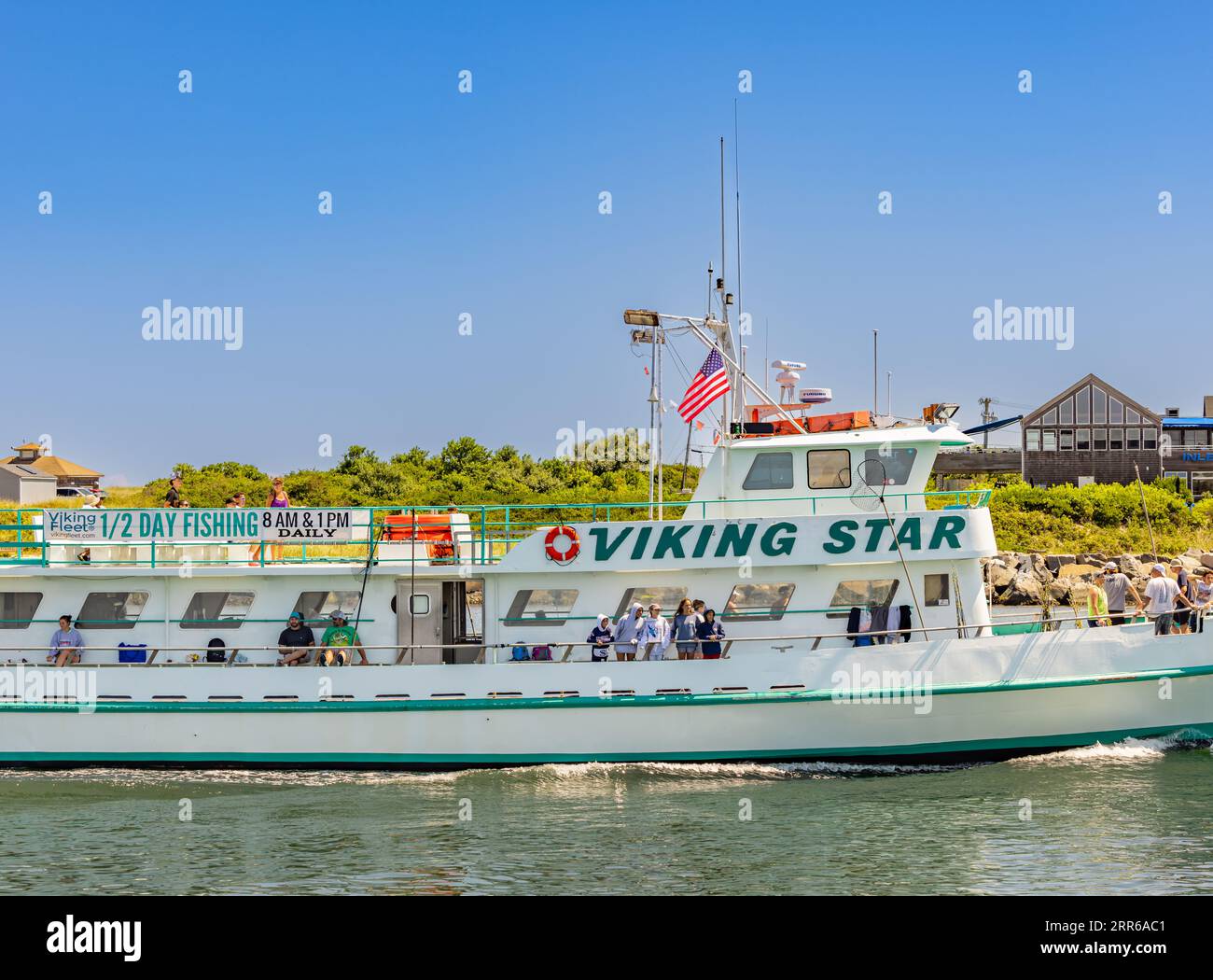 The Viking Star coming into dock in montauk Stock Photo