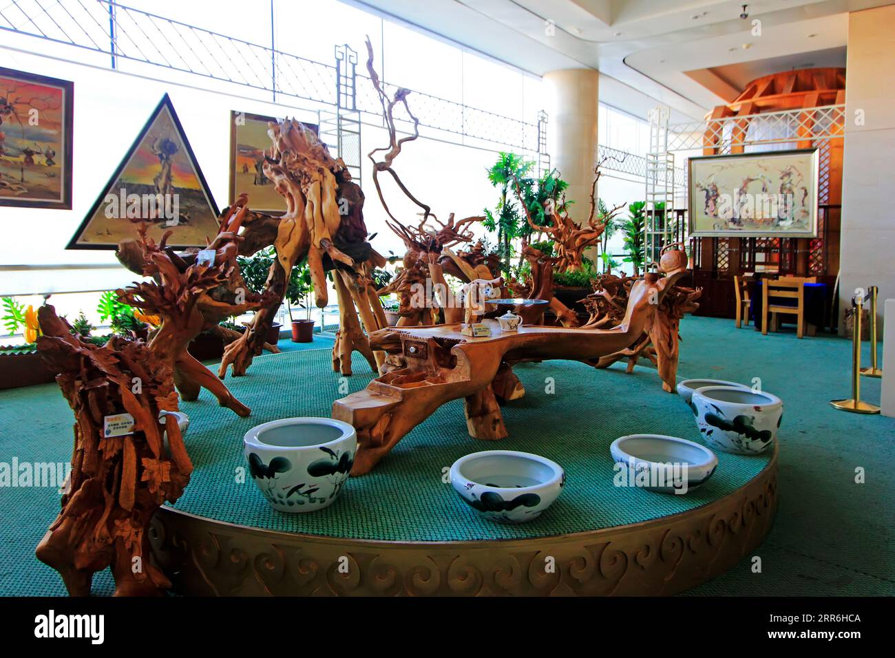 Hohhot City - February 7: Root carving art exhibition in the Inner Mongolia Museum, on February 7, 2015, Hohhot city, Inner Mongolia autonomous region Stock Photo