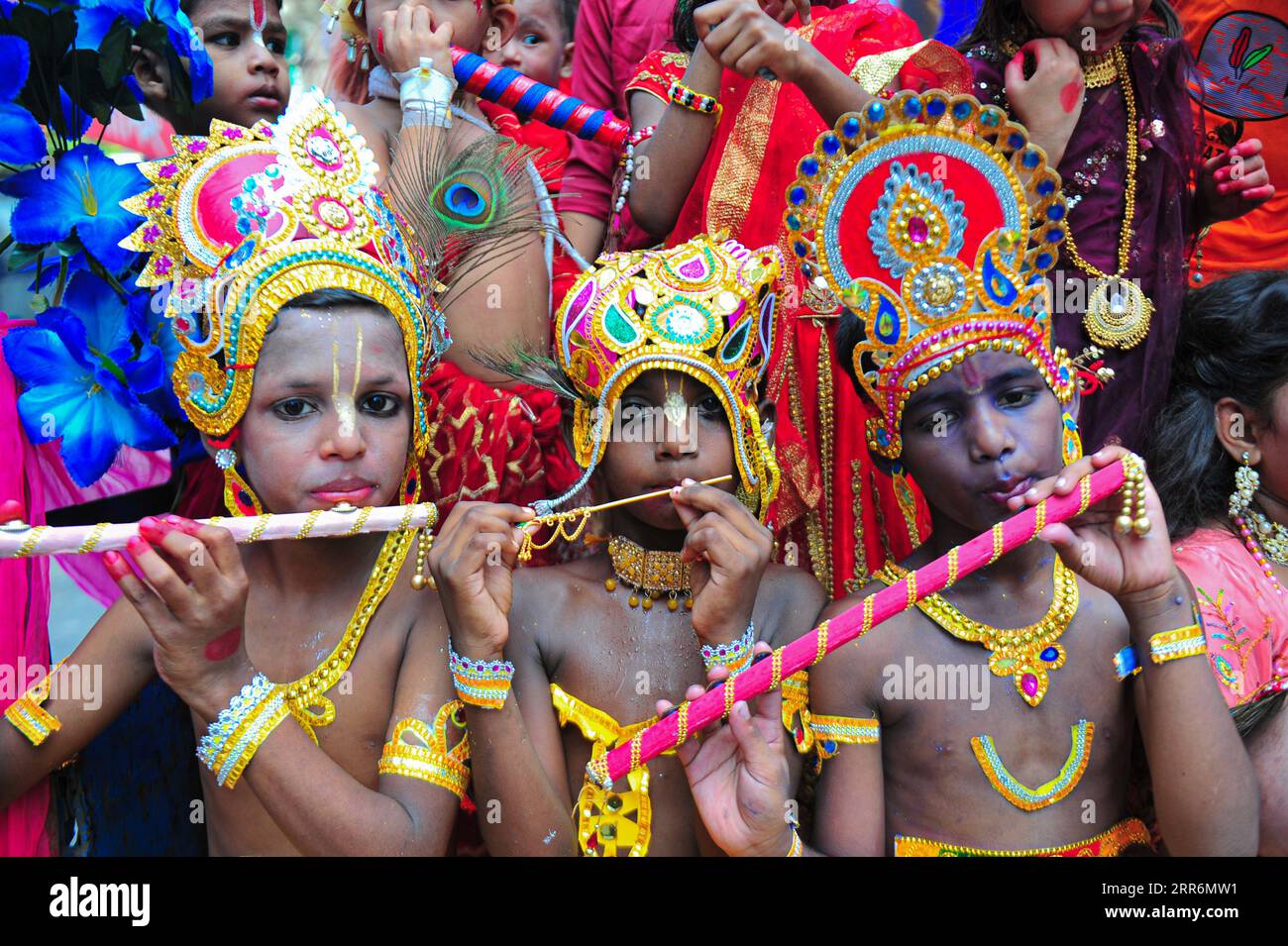 06 September 2023 Sylhet-Bangladesh: Young Children dress up as Krishna ...