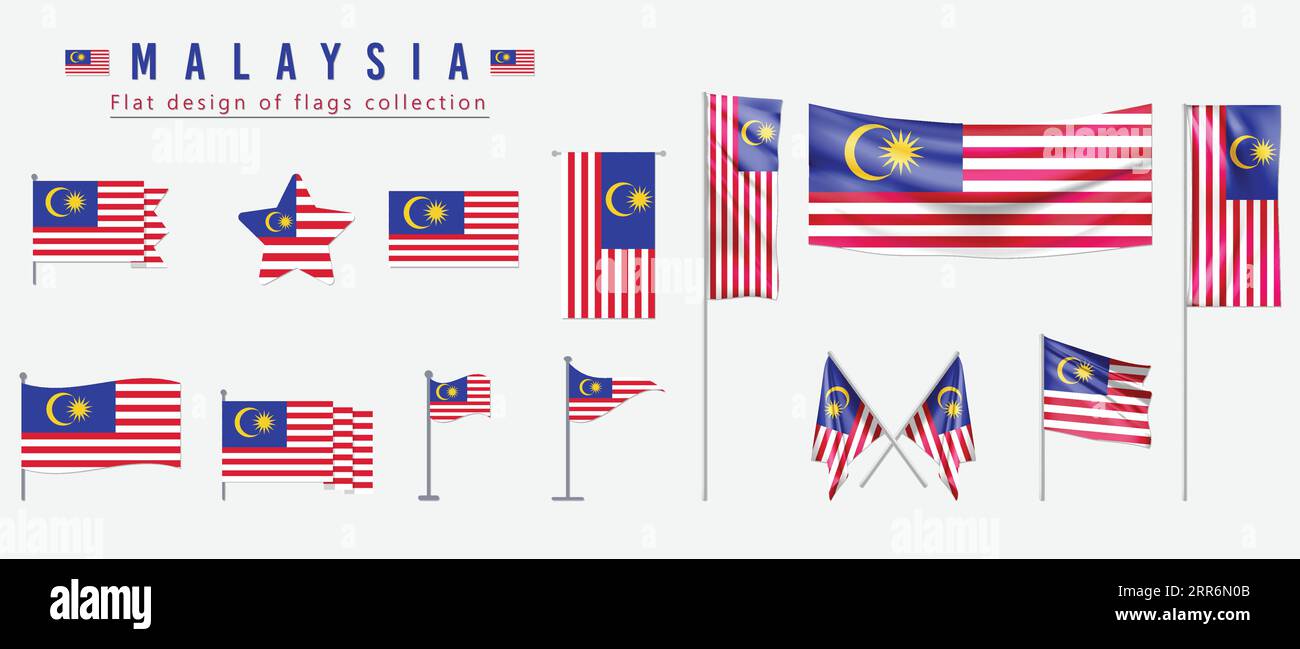Malaysia flag, flat design of flags collection Stock Vector