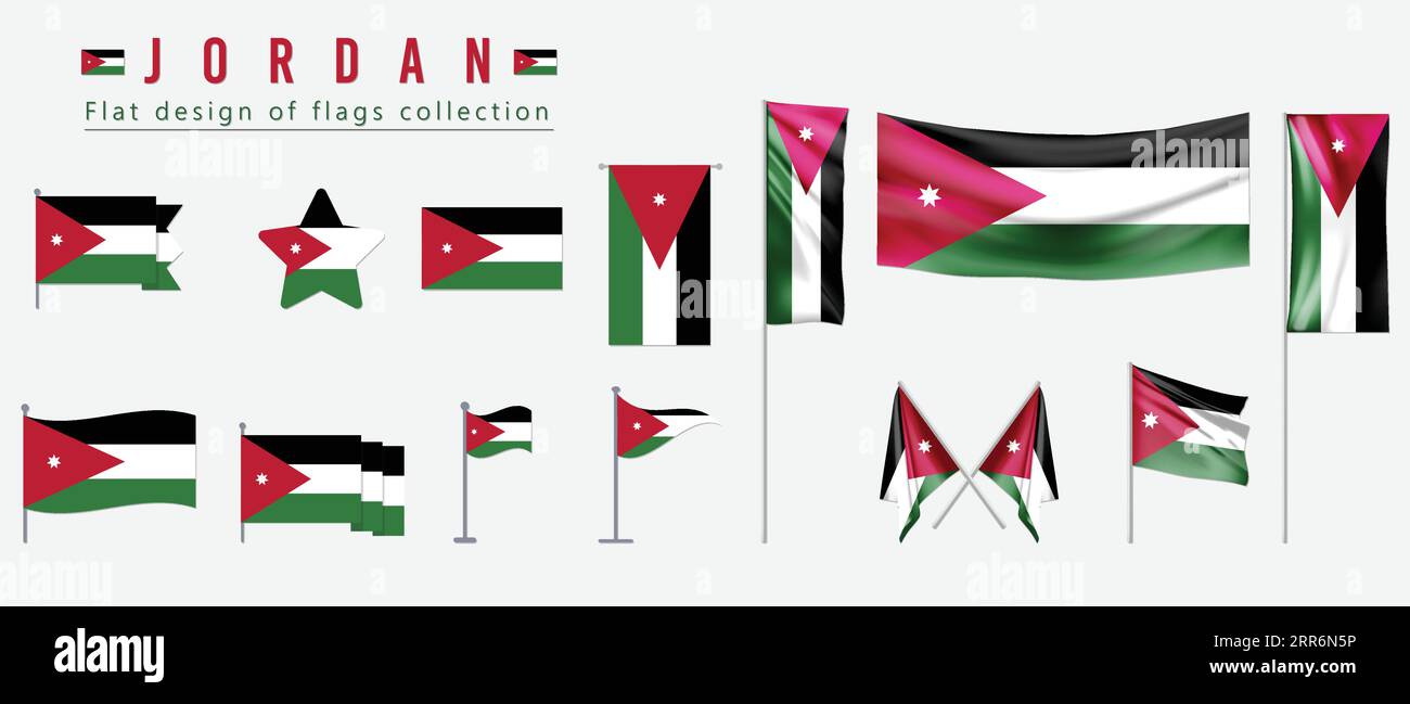 Jordan flag, flat design of flags collection Stock Vector Image & Art Alamy