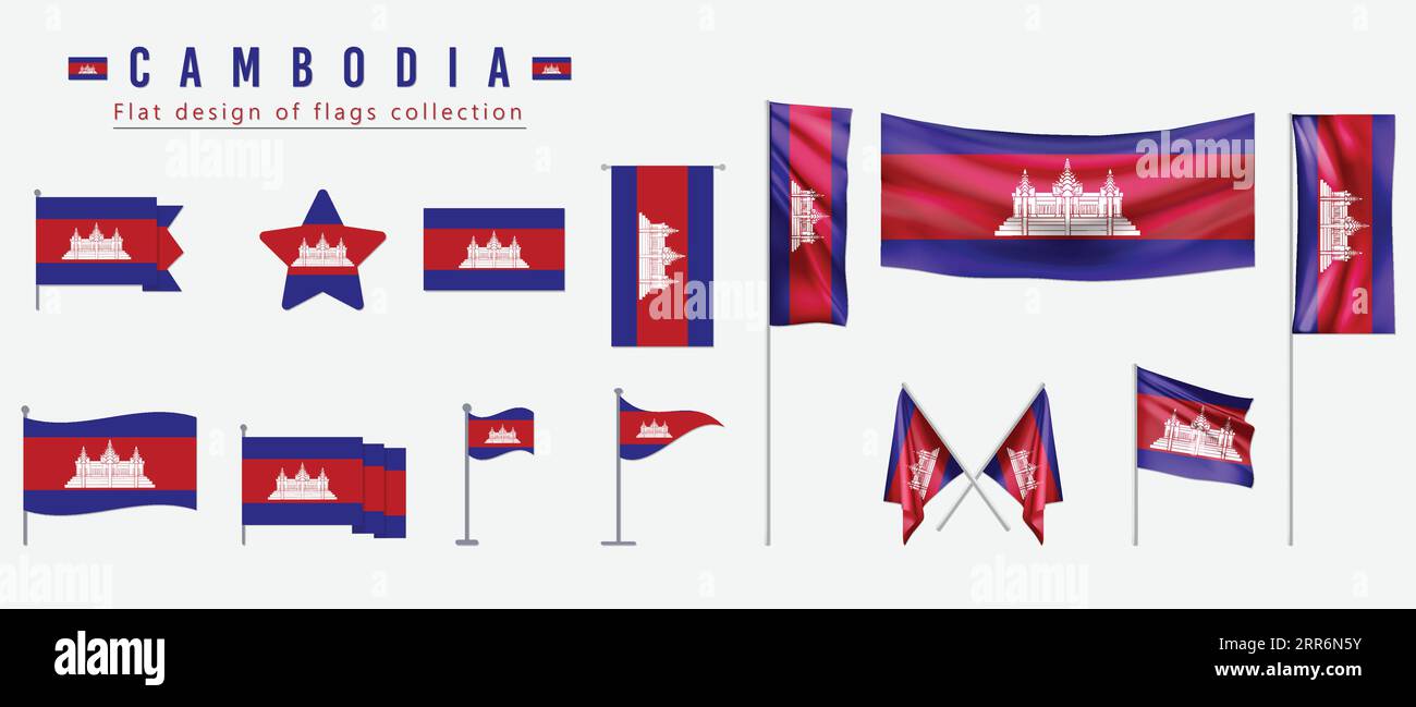 Cambodia flag , flat design of flags collection Stock Vector