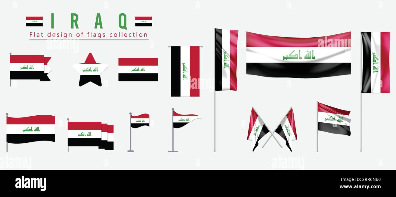 Iraq flag, flat design of flags collection Stock Vector Image & Art Alamy