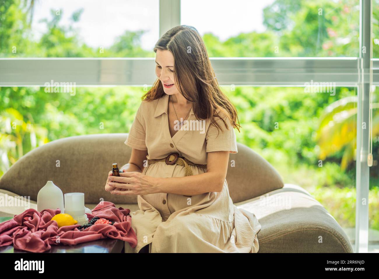 A serene moment captured as a pregnant woman after 40 embraces the