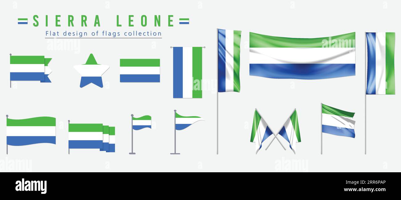 Sierra Leone flag, flat design of flags collection Stock Vector Image ...